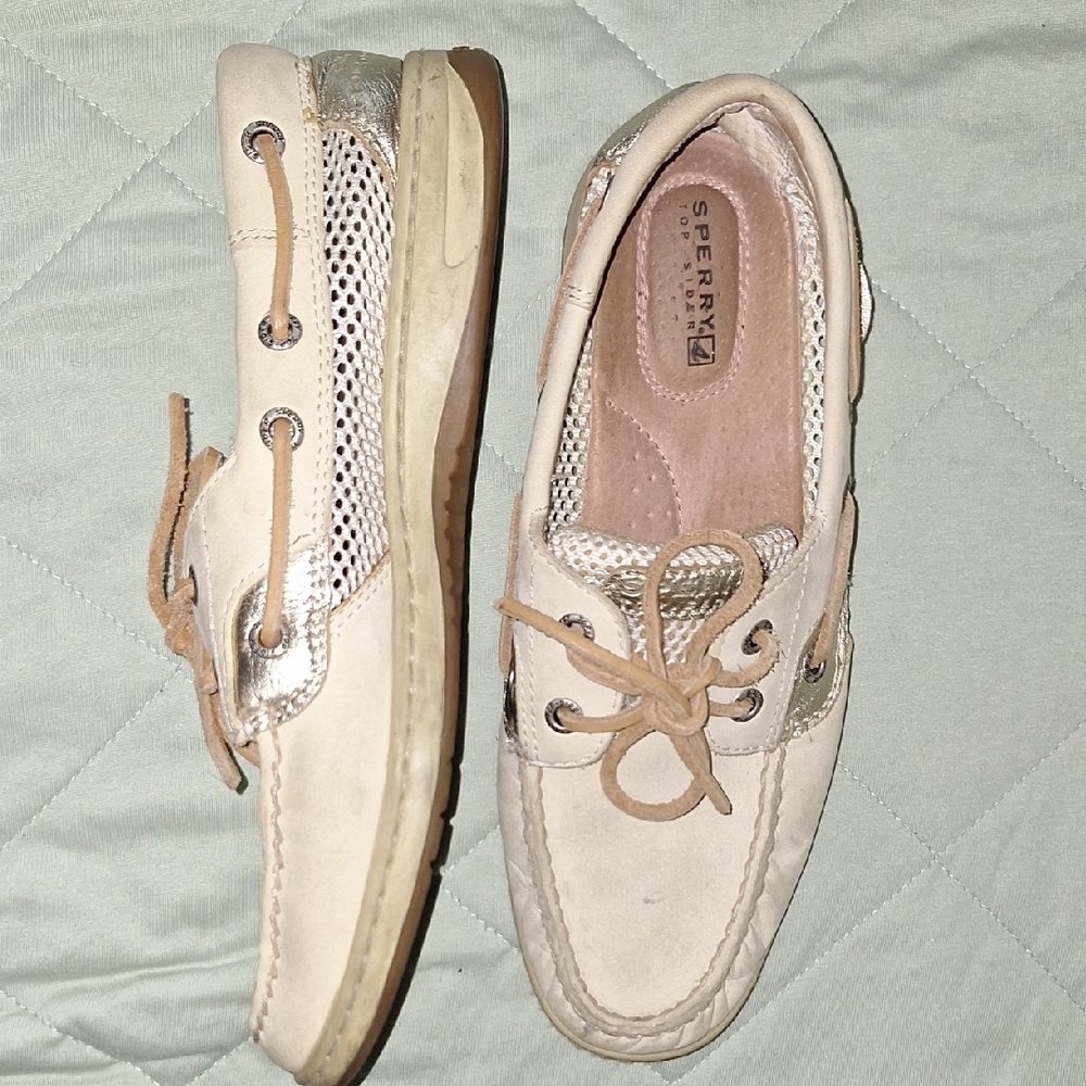 Sperry Women's Beige and Metallic Loafers
